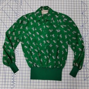 Castleberry London New York Matching Top & Skirt 8 Green/White Vintage Zebra